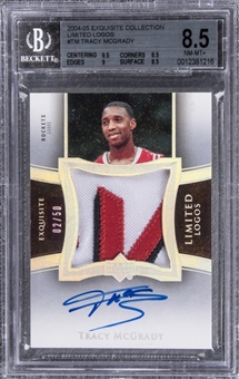 2004-05 UD "Exquisite Collection" Limited Logos #TM Tracy McGrady Signed Game Used Patch Card (#02/50) – BGS NM-MT+ 8.5/BGS 9 